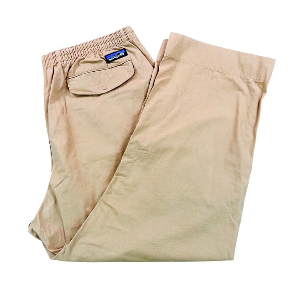 Patagonia Funhoggers Pants Women's XL Tan Organic Cotton Canvas Elastic Waist